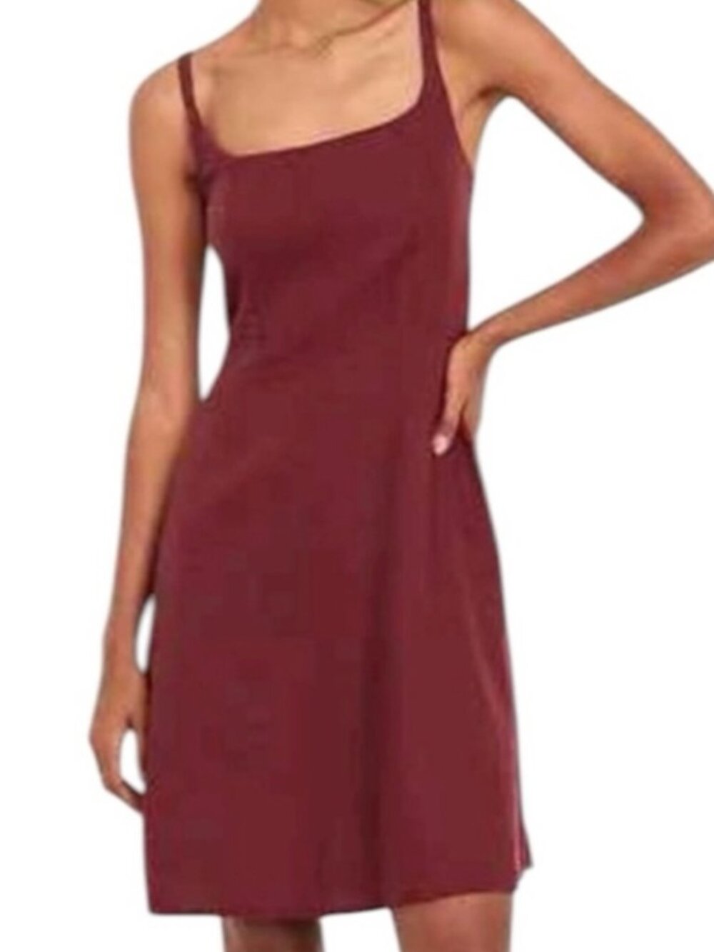 NWT Old Navy Burgundy Linen Blend Fit & Flare Mini Dress - size L